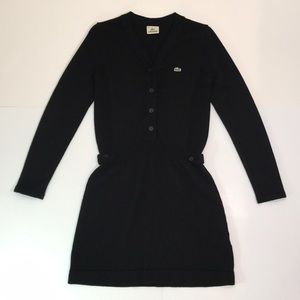 LACOSTE Girls XS 38 Black Pure Wool Midi Dress